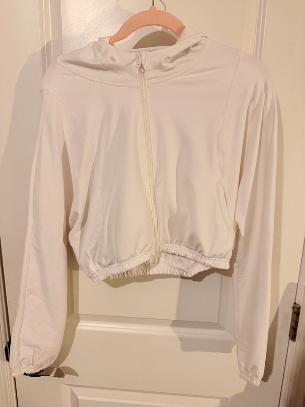Gilly Hicks White Cropped Hoodie Top